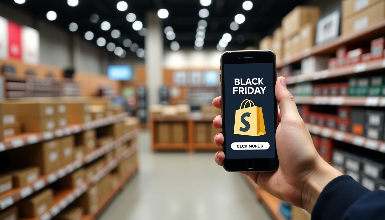 A well-organized Shopify store setup for Black Friday with promotional banners and neat product displays.